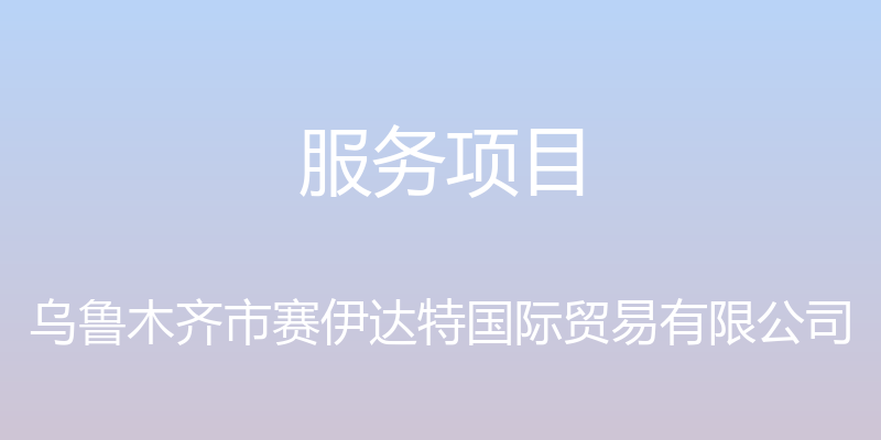 服务项目 - 乌鲁木齐市赛伊达特国际贸易有限公司