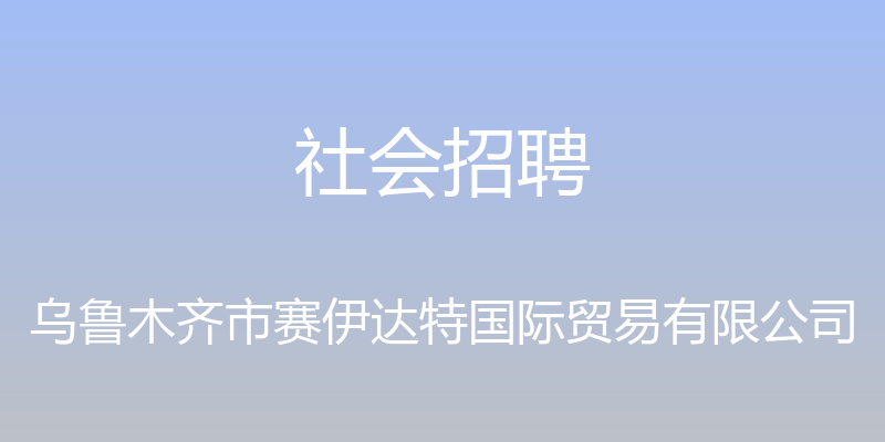 社会招聘 - 乌鲁木齐市赛伊达特国际贸易有限公司